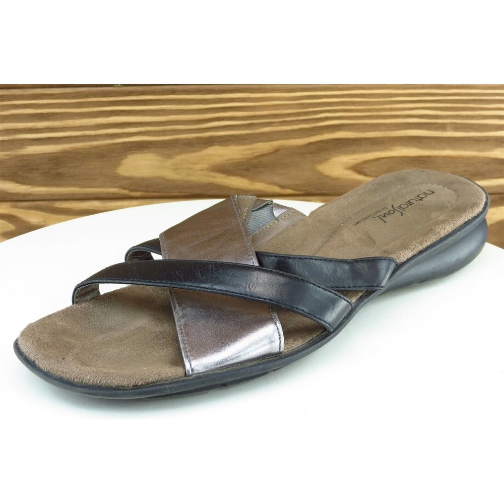Natural Soul Sz 9.5 M Silver Slide Synthetic Women Sandals Jimena